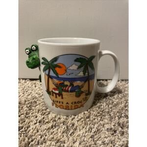 Florida Life's A Croc 3D Coffee Mug Cup Alligator Crocodile Souvenir Vintage